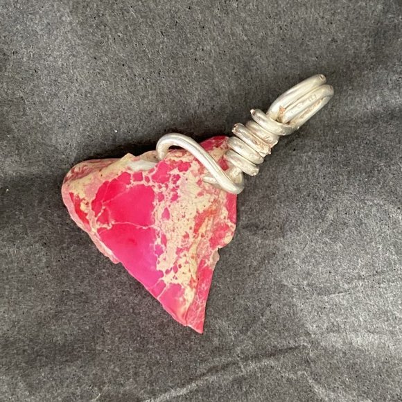 ๐ 3 for $25 Pink Jasper Chunk Wire Wrapped Pendant Handcrafted - Picture 4 of 4